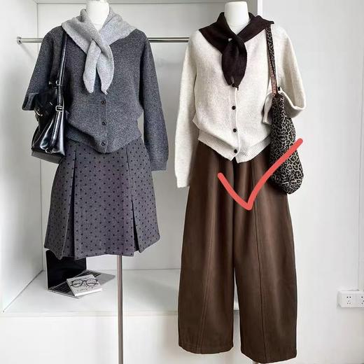 自营【超美针织衫】（赠送围巾）M10韩系咖色系单件开衫毛衣-喜出 商品图3