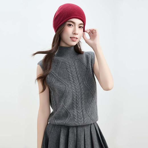 VogoPetite 100%山羊绒 高领双面穿背心马甲 BP133F1402 商品图2