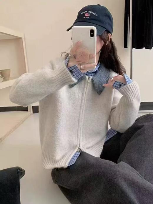 【超美针织衫】M01双拉链翻领中厚开衫外套毛衣-喜出 商品图2