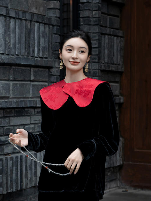 盛唐牡丹 | 蝶恋花真丝漳缎披肩 商品图2