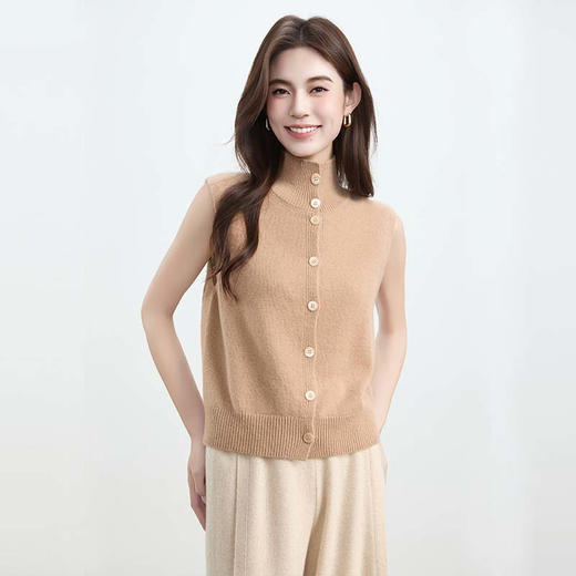 VogoPetite 100%山羊绒 高领双面穿背心马甲 BP133F1402 商品图4