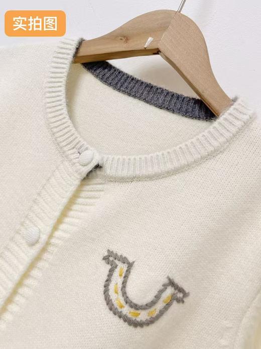 清了！清！不支持退货【自营】跨年福利【超美针织衫】M13假两件袖口圆领U刺绣开衫毛衣-喜出 商品图4