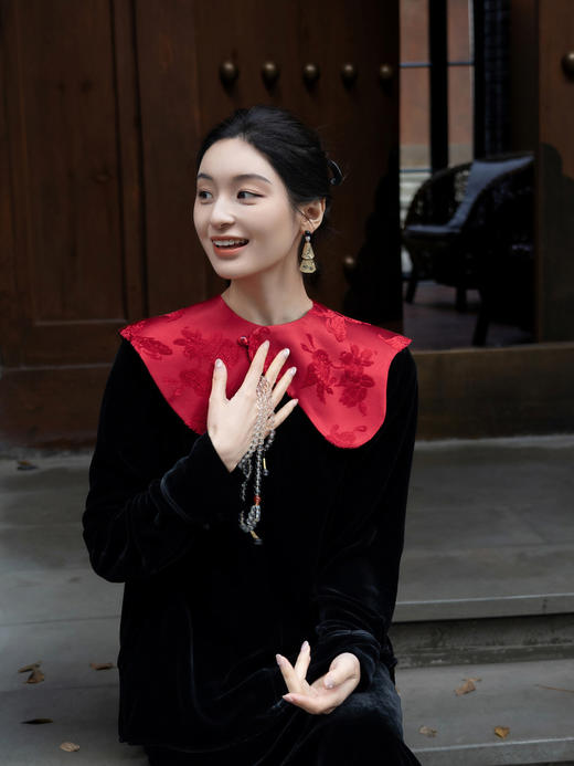 盛唐牡丹 | 蝶恋花真丝漳缎披肩 商品图4