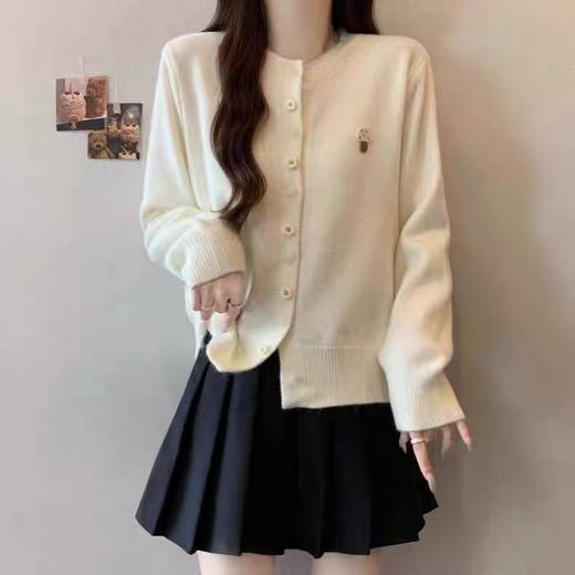 自营【超美针织衫】M12韩系小蘑菇刺绣花朵开衫毛衣-喜出 商品图3