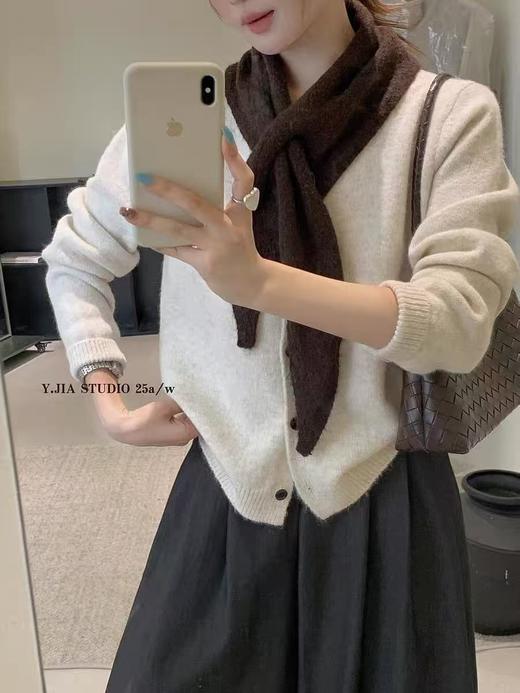 自营【超美针织衫】（赠送围巾）M10韩系咖色系单件开衫毛衣-喜出 商品图2