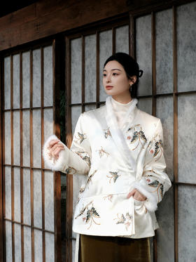 盛唐牡丹 | 真丝手推绣水貂棉外套