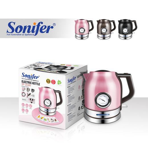 欧洲Sonifer SF-2046 复古电水壶 食品级304不锈钢1.8L带温度计 自动断电 防干烧保护 商品图1
