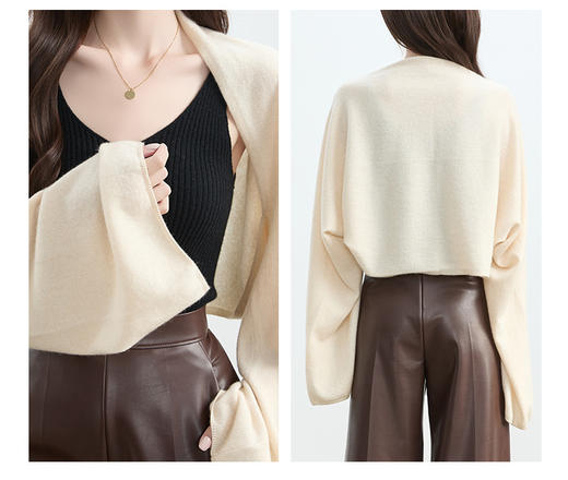 VogoPetite 100%山羊绒 针织多用围巾披肩 BP141D0013 商品图7