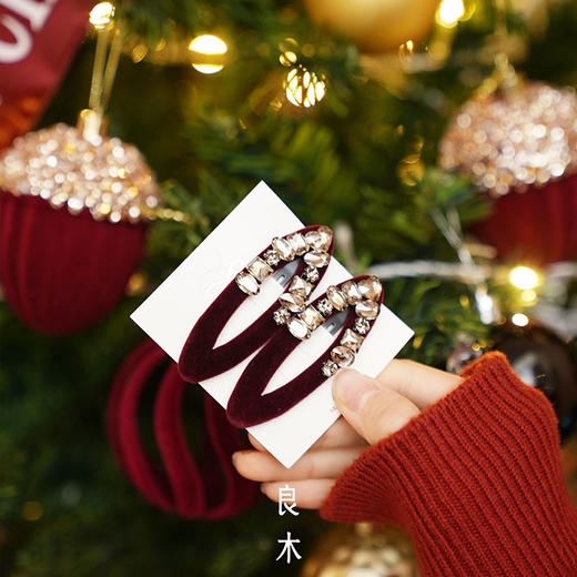 【预售7天】良木礼水钻丝绒发夹（2469F） 商品图4