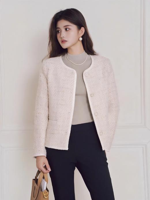 女士圆领羊毛小香风外套 商品图0