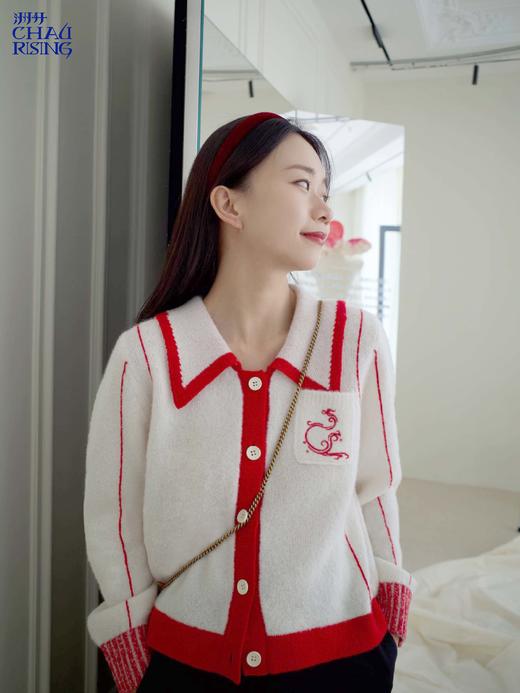 龙纹撞边圈圈羊绒开衫 商品图0