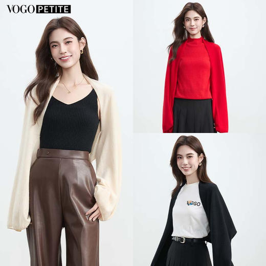 VogoPetite 100%山羊绒 针织多用围巾披肩 BP141D0013 商品图0