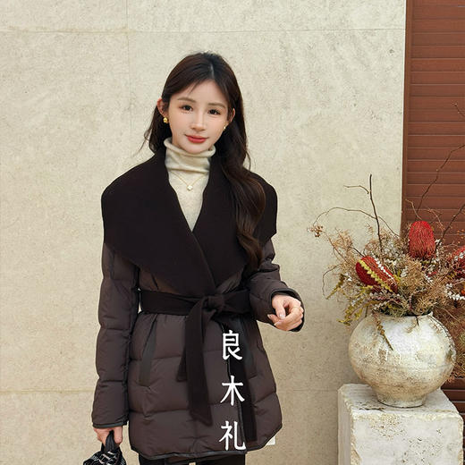 【特价不退换】【预售7天】良木礼拼接翻领鹅绒服（1169） 商品图0