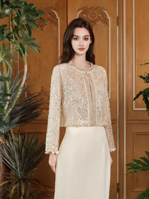 超高腰弧线杏色修身半裙 商品图2