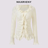 MAXRIENY法式复古羊毛针织衬衫25秋款蕾丝花边x型收腰上衣女(货号:MF86TP502) 商品缩略图4