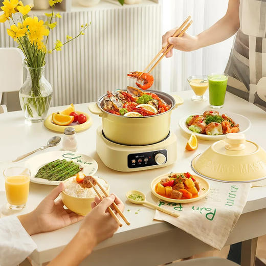 小熊铸铁珐琅电热火锅+蒸屉2.5L 商品图2