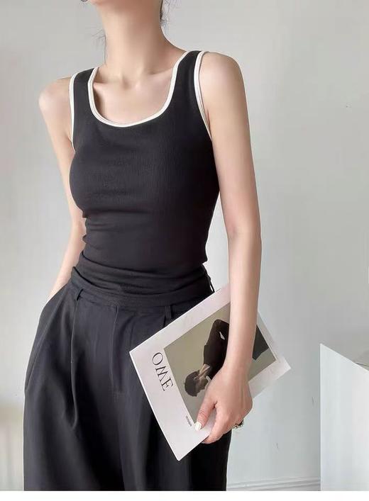 女王节抢购价-不支持退→【自营】🔥内里磨毛绒【超暖美背】有胸垫～（拼色边）一体杯螺纹棉美背背心-喜出 商品图2