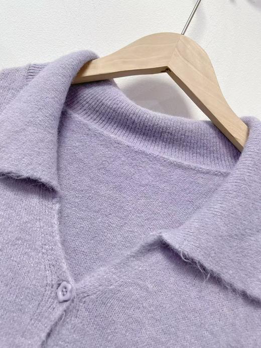 清了！清！不支持退货 自营【超美针织衫】M27韩系毛绒感紫色V领针织开衫毛衣-喜出 商品图2