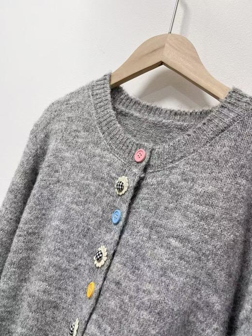 清了！清！不支持退货 自营【超美针织衫】M22韩系格纹彩扣开衫毛衣-喜出 商品图4