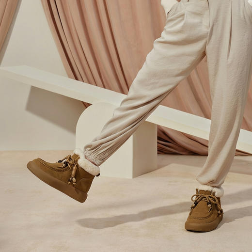 西村名物2025年冬季新款厚底防滑流苏厚绒内里舒适保暖毛毛鞋雪地靴T25DS40091 商品图5