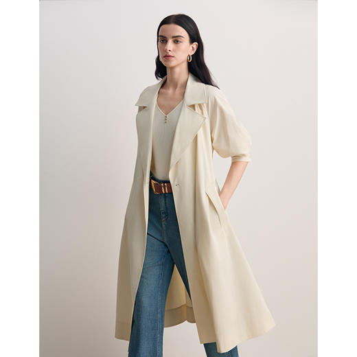 EITIE爱特爱经典英伦风简约时尚宽腰带设计长款风衣8504201 商品图3
