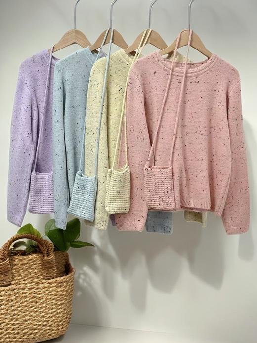 清了！清！不支持退货 自营【超美针织衫】（赠送同色包包）M31韩系慵懒风黑点做旧领毛衣-喜出 商品图4