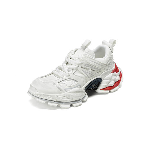 Westory2026年春季厚底白色老爹鞋擦脏做旧复古系带潮酷运动鞋W26AM50241 商品图8