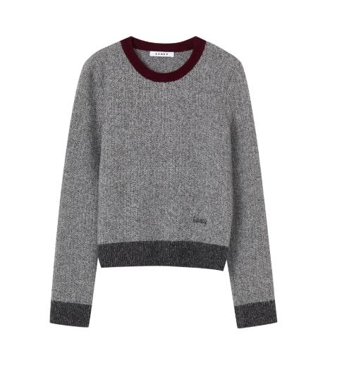 朗姿 2025冬新款气质简约撞色圆领短针织衫 LCGD98KPR021 商品图4