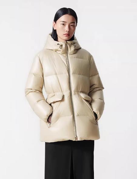 朗姿 【匈牙利白鹅绒】 亮面连帽收腰中长羽绒服LCGD98OYC007 商品图2