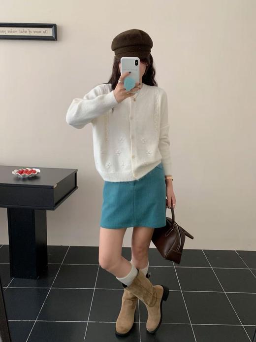 清了！清！不支持退货 自营【超美针织衫】M16韩系清新立体珍珠花朵开衫毛衣-喜出 商品图2