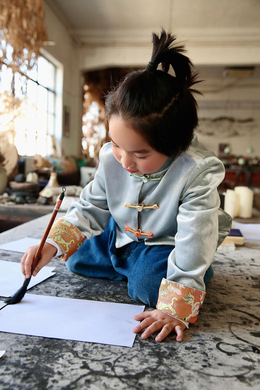 【预售】盛唐牡丹  Kids 蓝灰色马跃新春双穿外套 商品图5