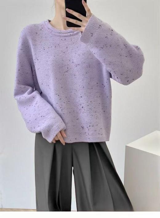 清了！清！不支持退货 自营【超美针织衫】（赠送同色包包）M31韩系慵懒风黑点做旧领毛衣-喜出 商品图2