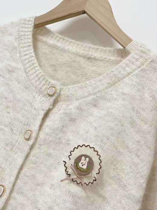 自营【超美针织衫】M19韩系可爱小兔子花纱开衫毛衣-喜出 商品图2