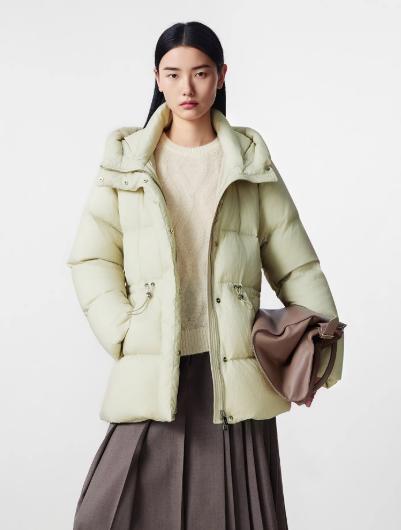 朗姿 【匈牙利白鹅绒】 连帽抽绳收腰中长羽绒服LCGD98OMC002 商品图2