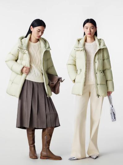 朗姿 【匈牙利白鹅绒】 连帽抽绳收腰中长羽绒服LCGD98OMC002 商品图1