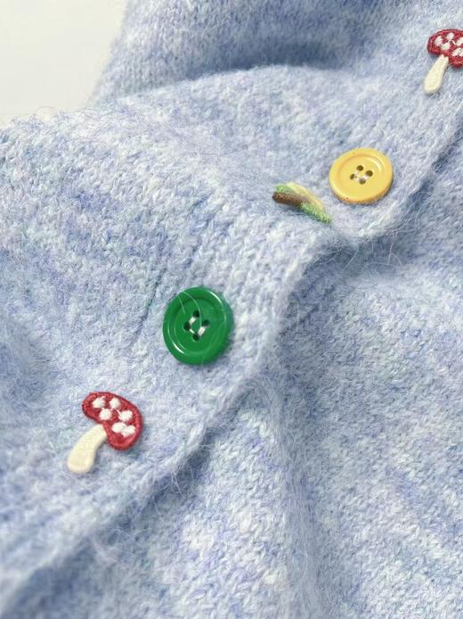 自营【超美针织衫】M23韩系花纱草莓彩扣蓝色系列开衫毛衣-喜出0000000000000000 商品图3