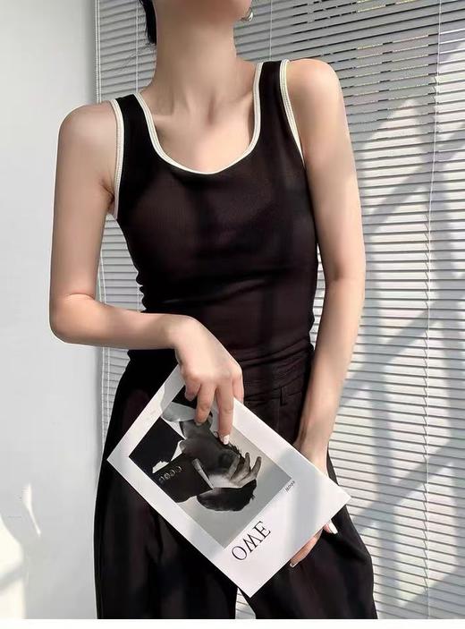 女王节抢购价-不支持退→【自营】🔥内里磨毛绒【超暖美背】有胸垫～（拼色边）一体杯螺纹棉美背背心-喜出 商品图3