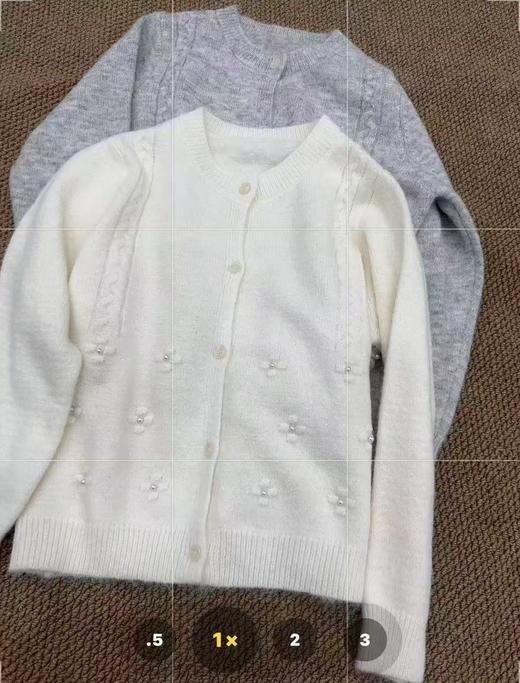 清了！清！不支持退货 自营【超美针织衫】M16韩系清新立体珍珠花朵开衫毛衣-喜出 商品图3