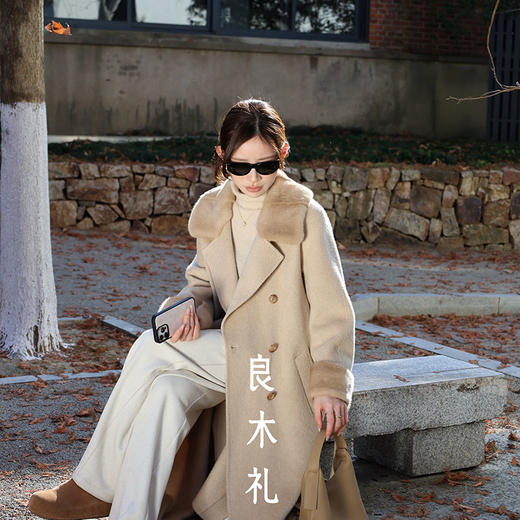 【特价不退换】【预售7天】良木礼骆驼绒水貂大衣(D8206) 商品图1