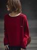 跨年福利【超美针织衫】M28一字领红色氛围感宽松撞色毛衣-喜出 商品缩略图0