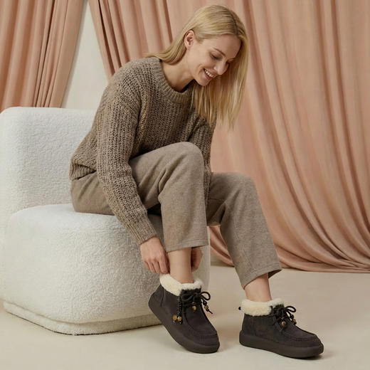 西村名物2025年冬季新款厚底防滑流苏厚绒内里舒适保暖毛毛鞋雪地靴T25DS40091 商品图2