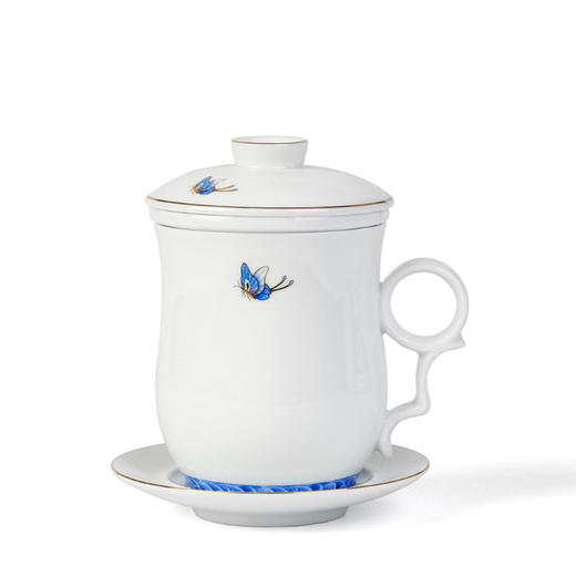 成艺手绘荷花功夫茶具满堂春茶杯满堂春四件杯组蝶舞青韵四件杯组 商品图7