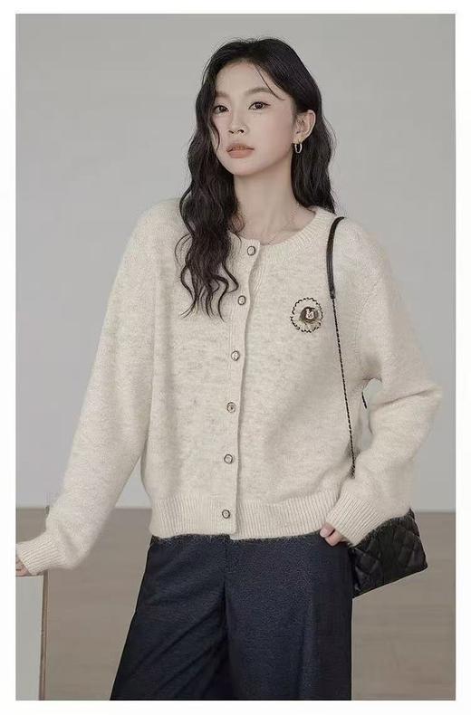 自营【超美针织衫】M19韩系可爱小兔子花纱开衫毛衣-喜出 商品图1