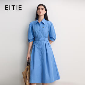 EITIE爱特爱衬衫式本布腰带设计结构袖型时尚个性连衣裙8507205