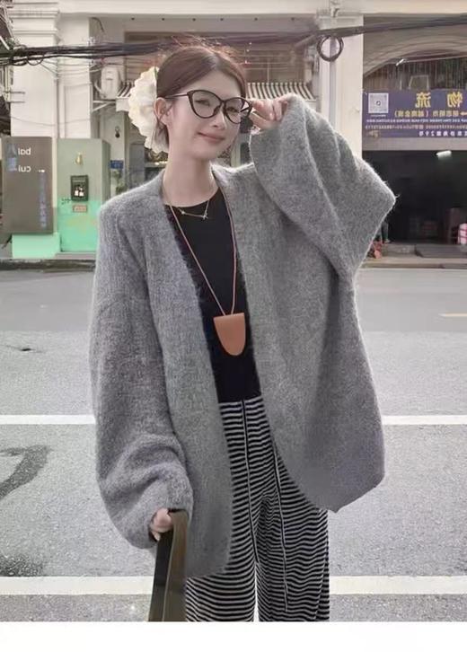 自营【超美针织衫】M30慵懒风大灯笼袖开衫毛衣-喜出 商品图0