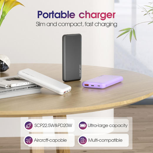 跨境现货TK/TEMU海外仓一件代发超薄充电宝10000毫安快充移动电源 商品图1