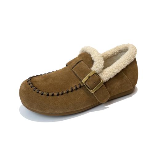 西村名物2025年冬季新款舒适平底厚绒内里保暖豆豆鞋毛毛鞋T25DM40101 商品图12