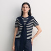 EITIE爱特爱短袖圆领套头净色飘带设计条纹减龄时尚针织衫8501207 商品缩略图4