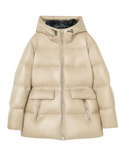 朗姿 【匈牙利白鹅绒】 亮面连帽收腰中长羽绒服LCGD98OYC007 商品图9