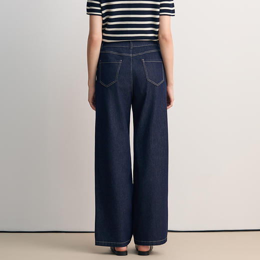 EITIE爱特爱经典复古简约显瘦直筒高腰牛仔裤子8505202 商品图4